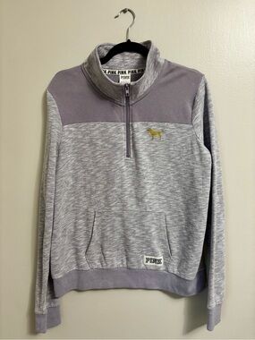 PINK Victoria's Secret Lavender & Heather Gray Half-Zip Sweater